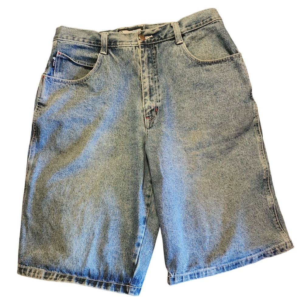 Southpole Mens 36 Baggy Denim Shorts Blue Acid Wash Y2K Skater Streetwear Jortss